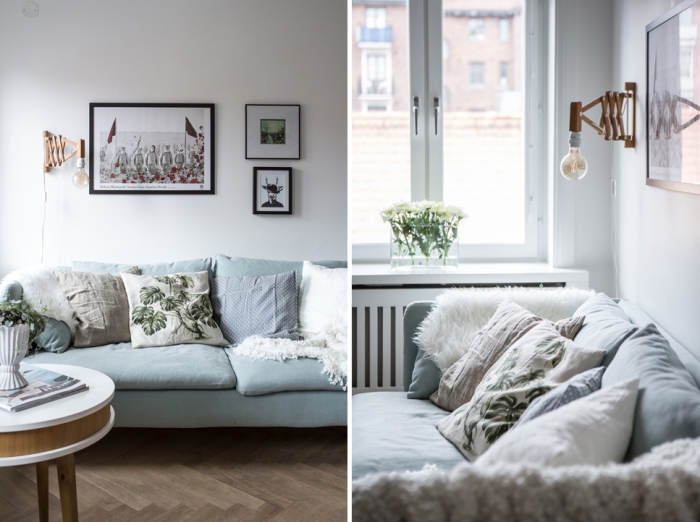 skandinavisko stiliaus sofa