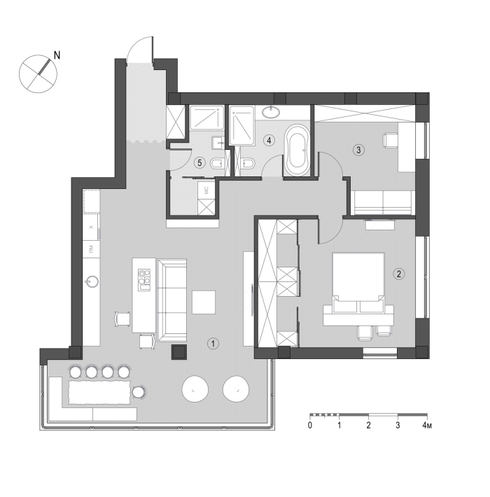 100 sq.m apartment layout