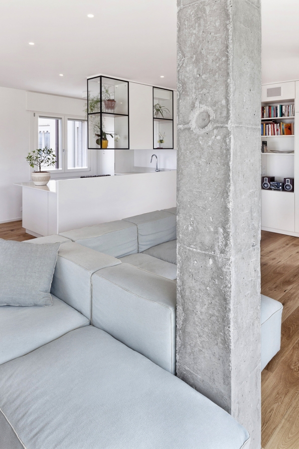 concrete column in living room
