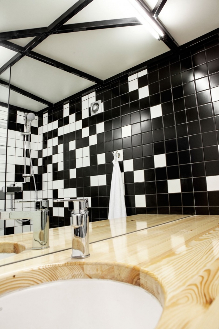 black tiles in bathroom
