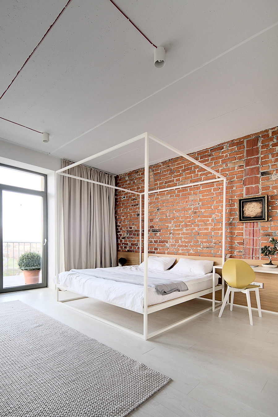 red bricks in bedroom
