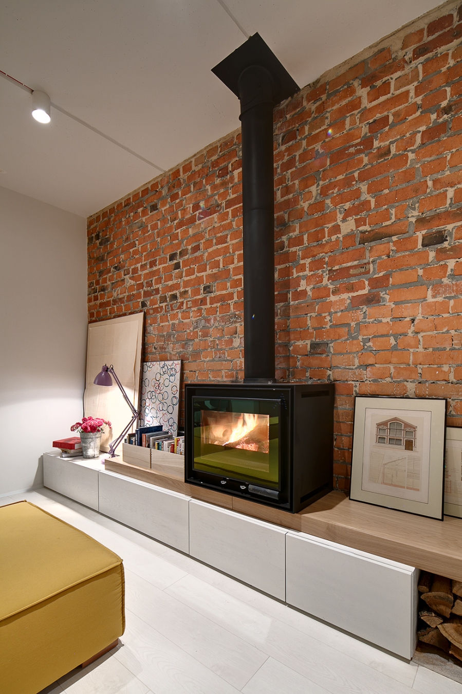 fireplace on cabinets